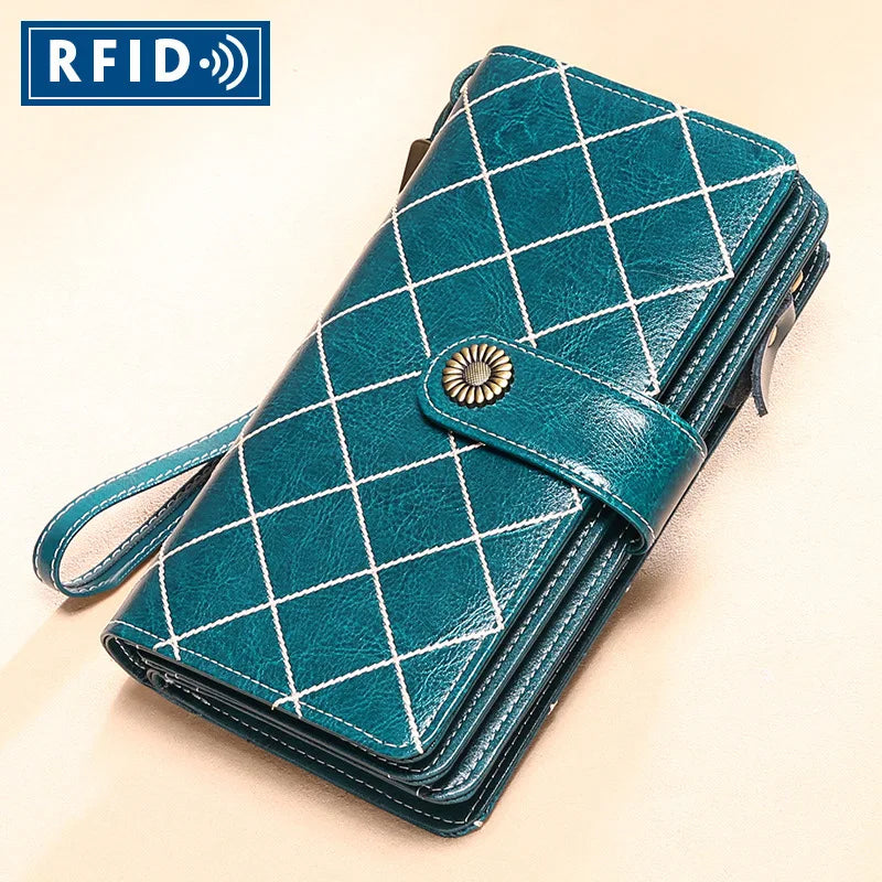 RFID Wallet Women Zipper Walets Leather Clutch Long Wallets Ladies Purse