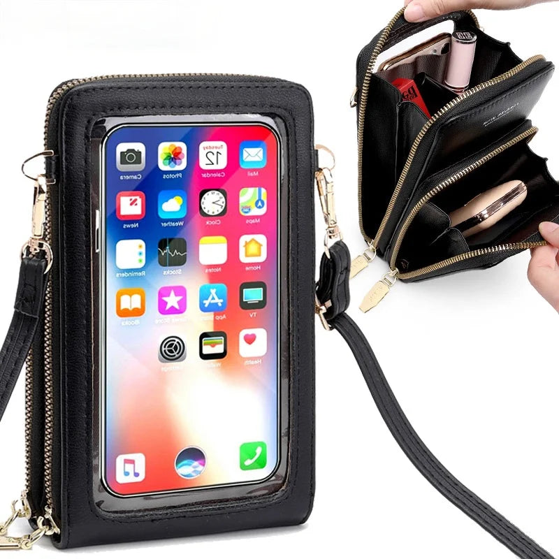 Small Shoulder Bag Touch Screen Phone Pocket Mini Crossbody Handbag