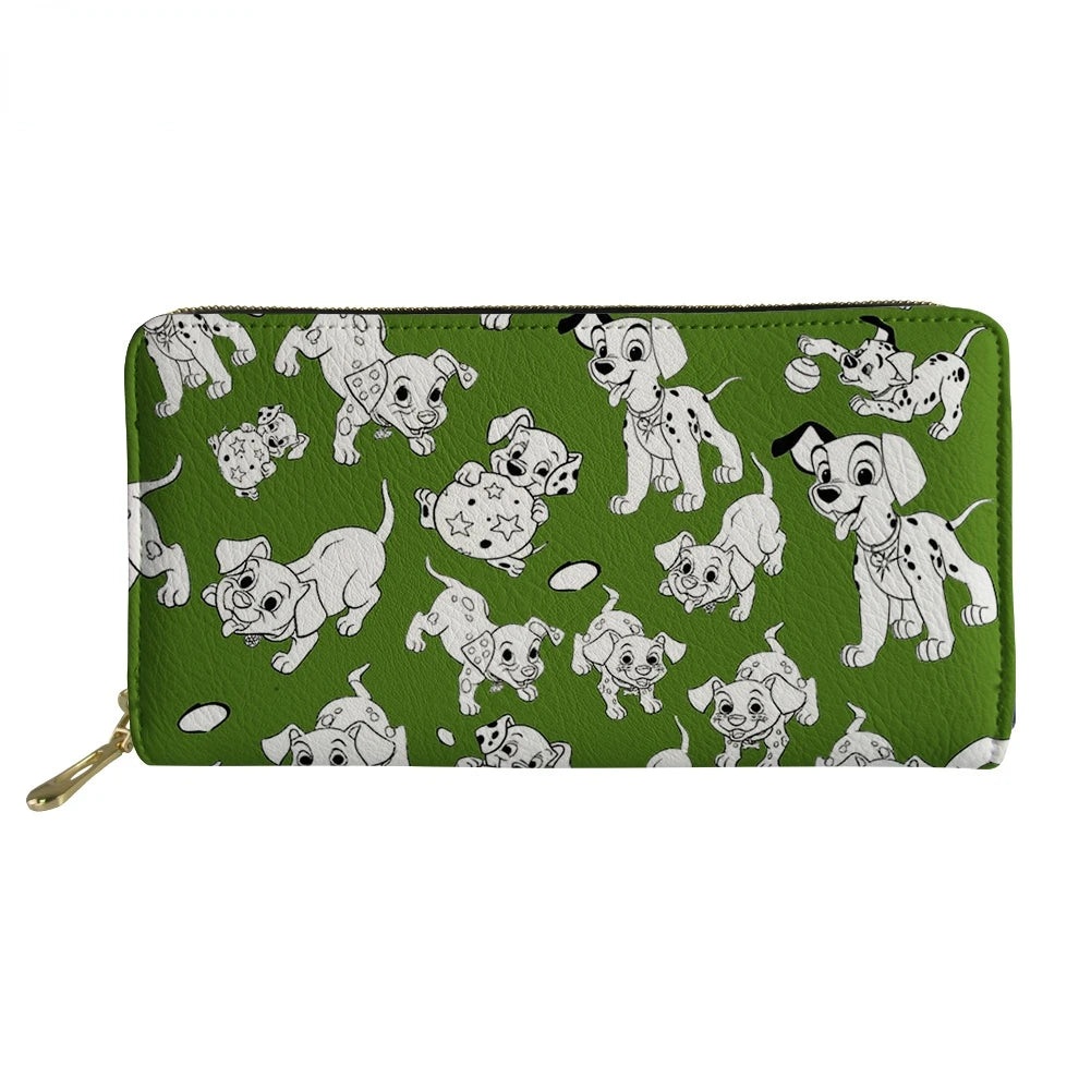 Funny Dalmatian Dog Pattern Leather Women Wallet Clutch