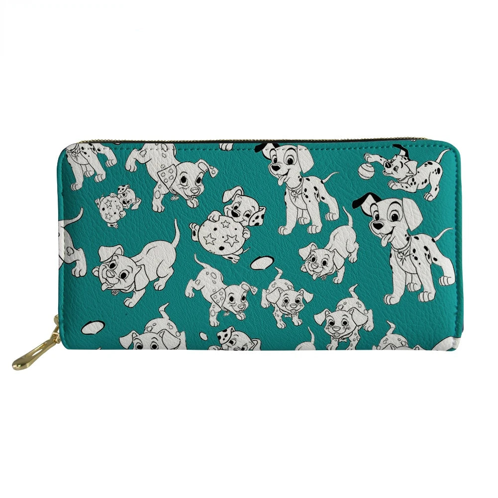 Funny Dalmatian Dog Pattern Leather Women Wallet Clutch