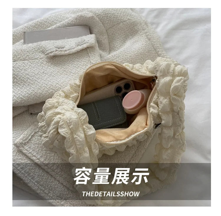 Canvas Crossbody Bag Half Moon Handbag for Women