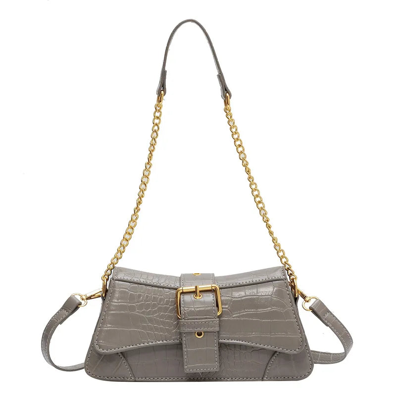 Crocodile Pattern Women's Shoulder Bag with Chain