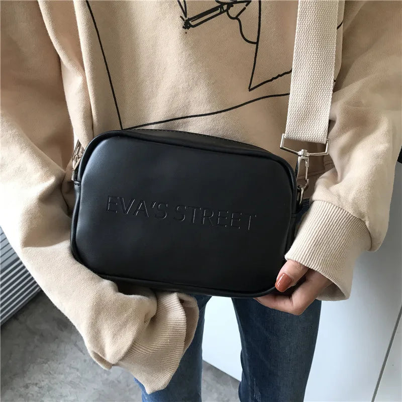 Leather Women Shoulder Messenger Bag Letter Flap Handbag