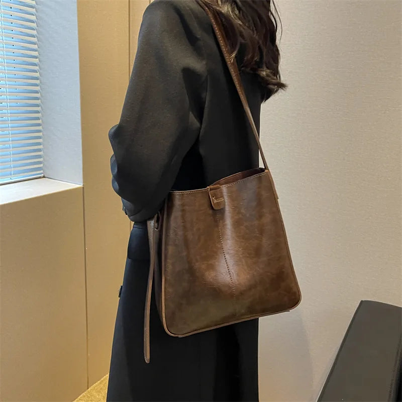 PU Leather Women's Shoulder Bag Lock Crossbody Bag