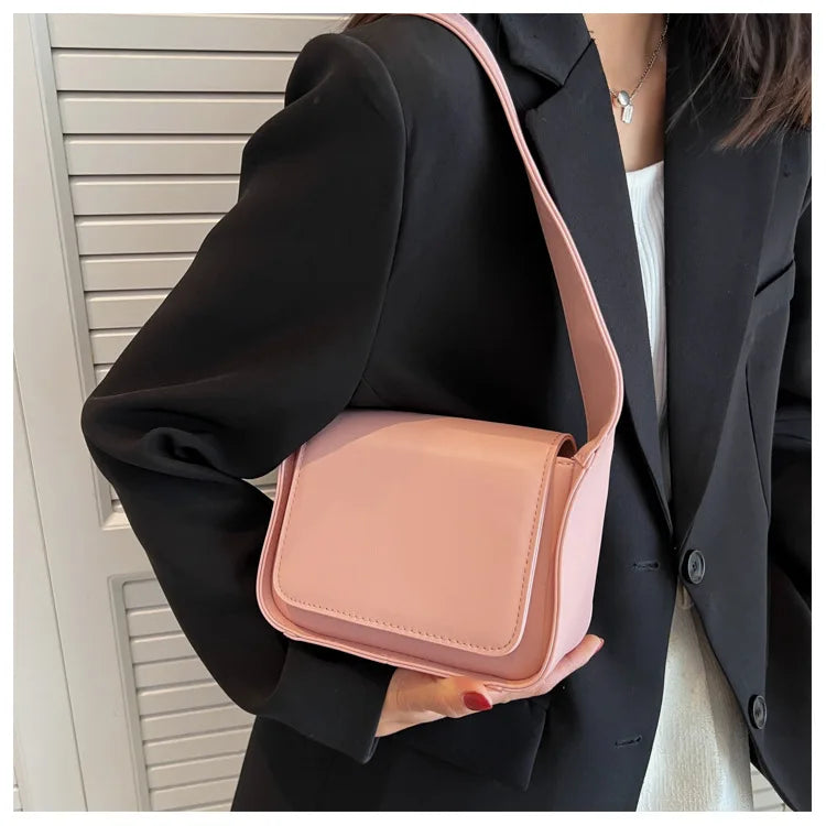 PU Leather Women's Shoulder Bag Lock Crossbody Bag