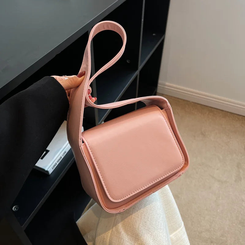 PU Leather Women's Shoulder Bag Lock Crossbody Bag