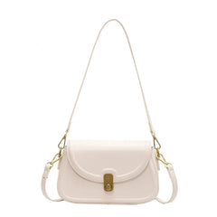 PU Leather Women's Shoulder Bag Lock Saddle Small Crossbody Bag
