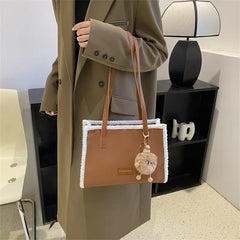 PU Leather Women's Shoulder Bag Fur Edge Crossbody Bag