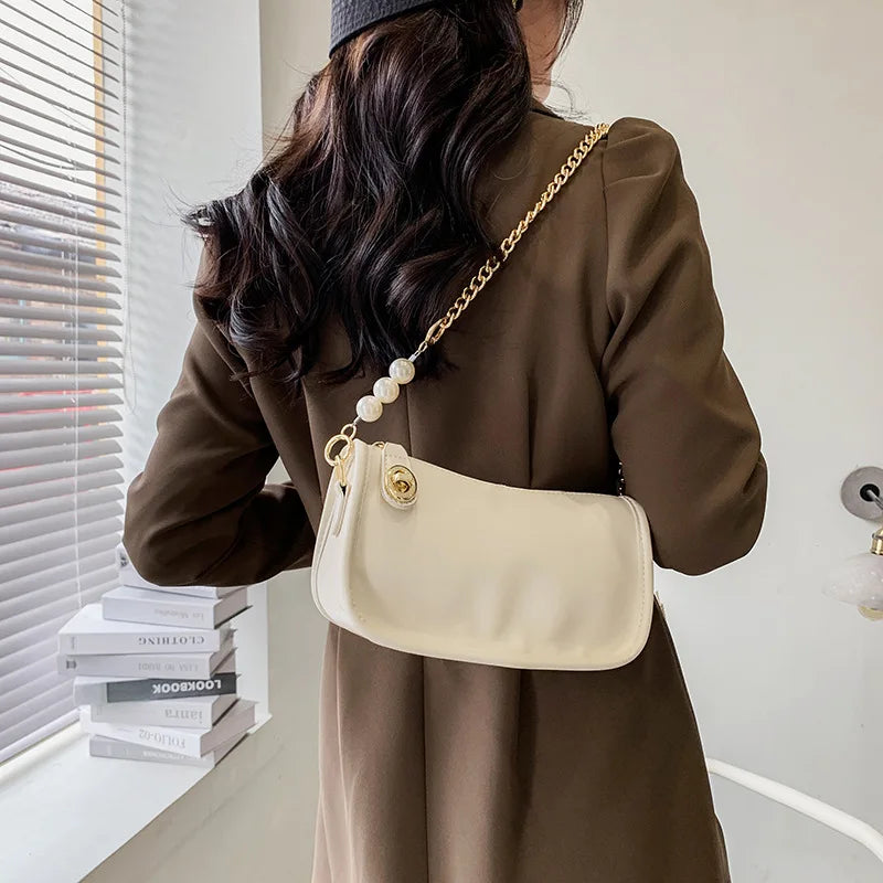PU Leather Women's Shoulder Bag Retro Chain Handbag Small Square Crossbody Bag