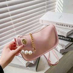 PU Leather Women's Shoulder Bag Retro Chain Handbag Small Square Crossbody Bag