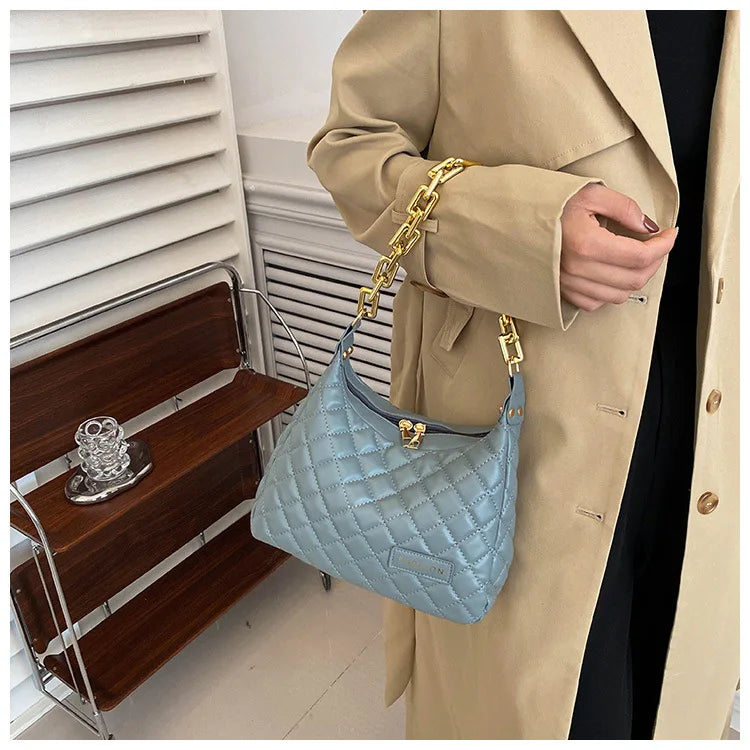 Plaid Quilted Women's Shoulder Bag Chain Crossbody Handbag