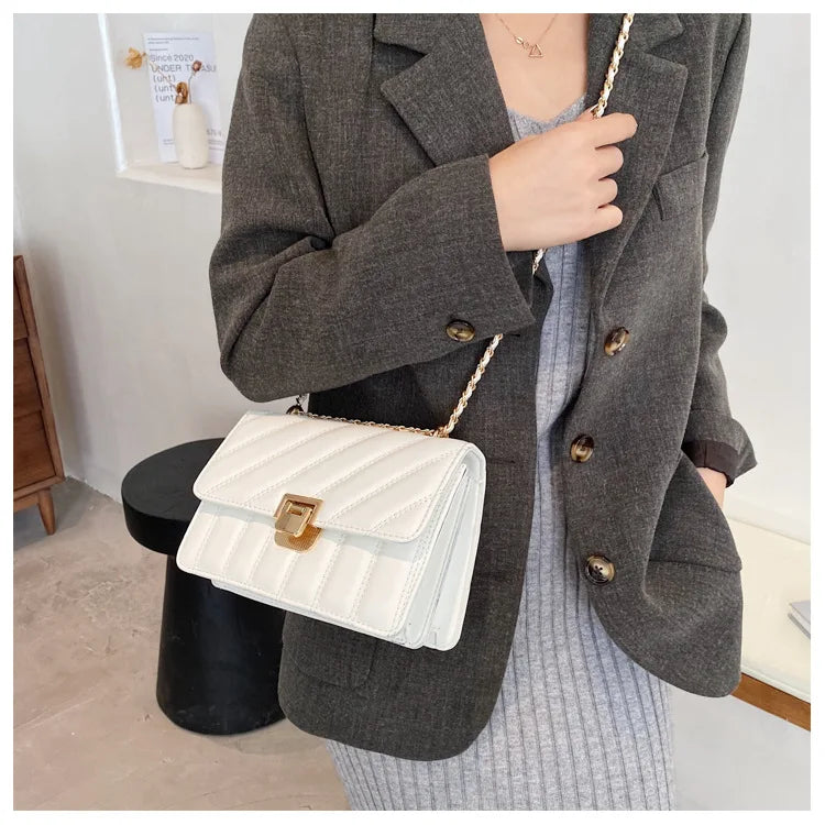 Plaid Quilted Women's Shoulder Bag Chain Handbag