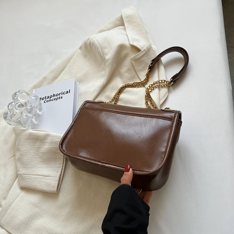 Winter Shoulder Bag High Leather Handbags Large Capacity Shopper Bag