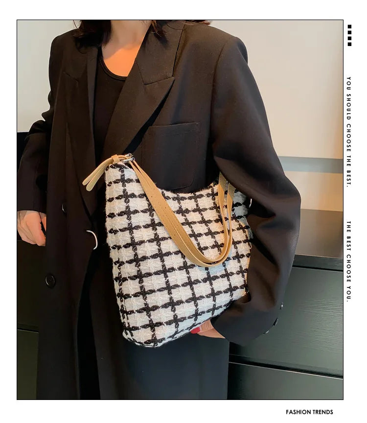Wool Women's Crossbody Bucket Handbag
