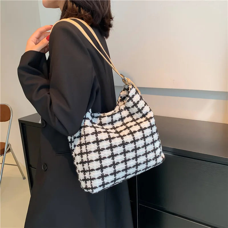 Wool Women's Crossbody Bucket Handbag
