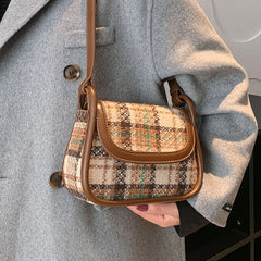 Woolen Women's Shoulder Bag Crossbody Saddle Handbag