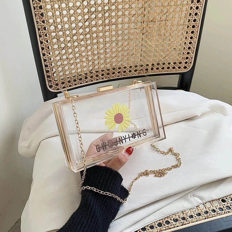 Acrylic Flower Shoulder Bag Transparent Jelly Bag For Girl