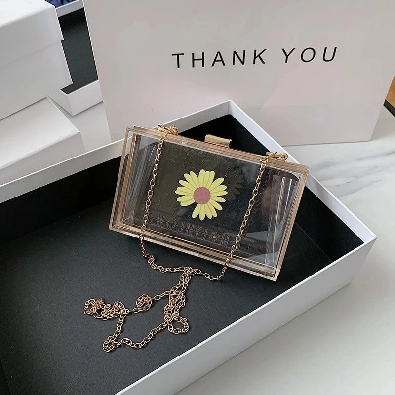 Acrylic Flower Shoulder Bag Transparent Jelly Bag For Girl