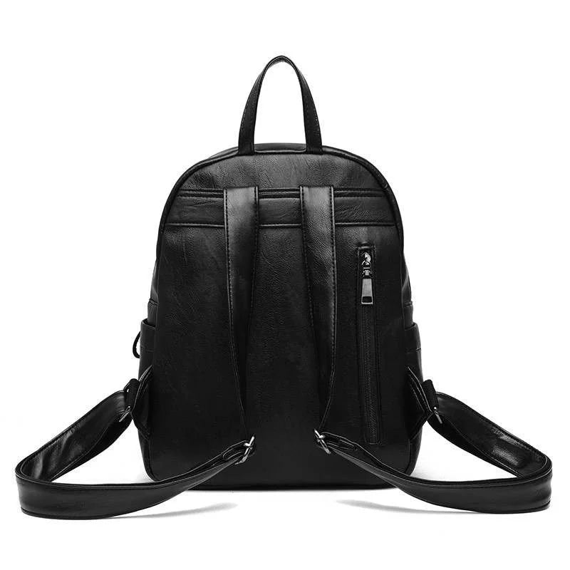 Men Leather School Travel Backpack Waterproof Rucksack