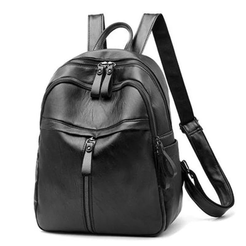 Men Leather School Travel Backpack Waterproof Rucksack