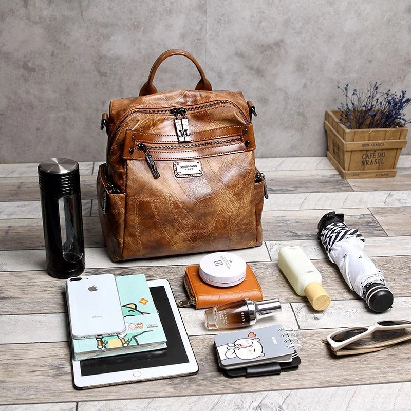 Vintage Tassel Backpack Solid Daypack for Women