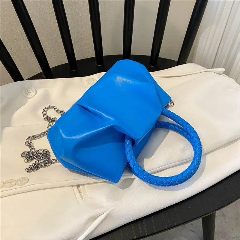 Pleated Shoulder Bag for Women Ring Tote Crossbody Bag