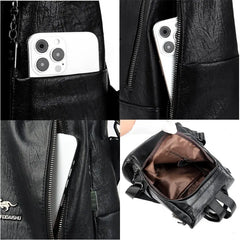 Vintage Leather Women Backpacks School Bags for Teenage Girls