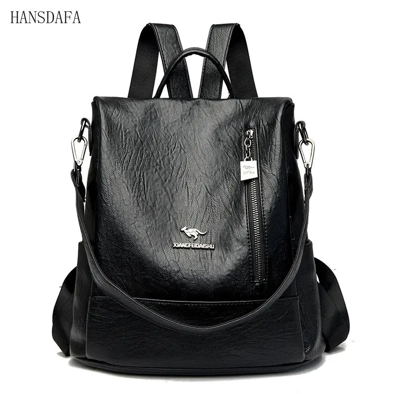 Vintage Leather Women Backpacks School Bags for Teenage Girls