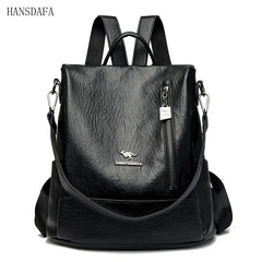 Vintage Leather Women Backpacks School Bags for Teenage Girls