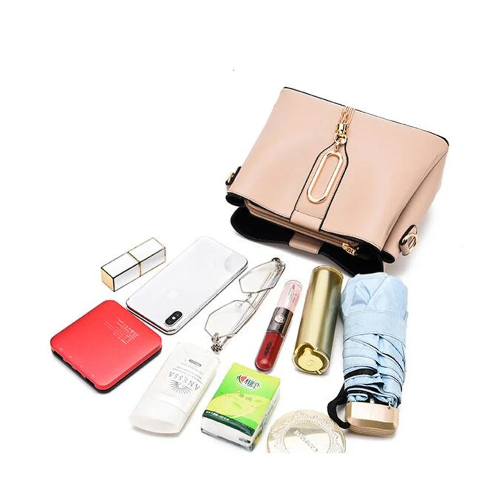 Women Leather Crossbody Messenger Bag Shoulder Bucket Handbags