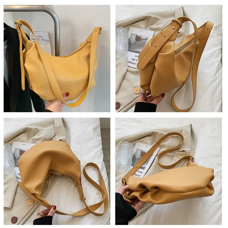 Soft Leather Shoulder Bag Vintage Crossbody Bags Women Bag Casual Sac