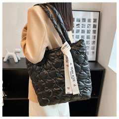 Quilted Cotton Pad Square Bag Soft Shoulder Crossbody Handbag