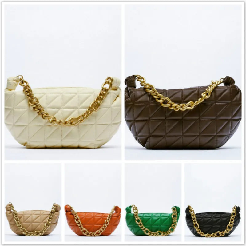 Thick Chains Hobos Shoulder Bags Women Handbags Lingge Lady Bag Small Tote
