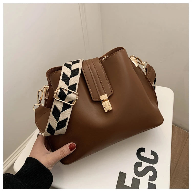 PU Leather Bucket Crossbody Bag For Women Shoulder Handbags