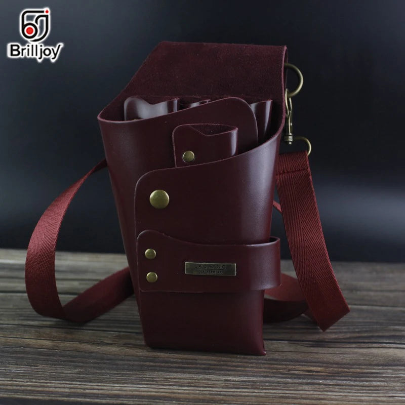 Barber Waist Bag Hair Scissor Storage PU Leather