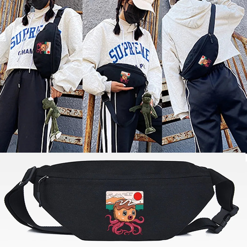 Broccoli Print Waist Bag Shoulder Bags Sports Chest Pouch Crossbody Phone Purse