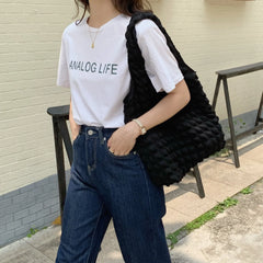 Bubble Flower Women's Shoulder Bag Large Capacity Tote Bag
