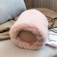 Faux Fur Winter Bucket Bag Handbag Women Shoulder Crossbody Bag