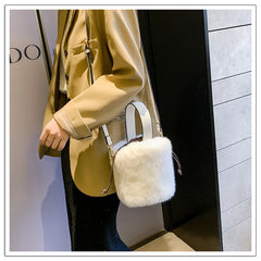 Faux Fur Winter Bucket Bag Handbag Women Shoulder Crossbody Bag
