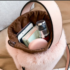 Faux Fur Winter Bucket Bag Handbag Women Shoulder Crossbody Bag