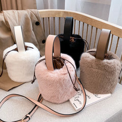 Faux Fur Winter Bucket Bag Handbag Women Shoulder Crossbody Bag