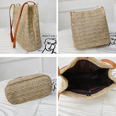 Vintage Woven Straw Beach Bag Bohemian Tote