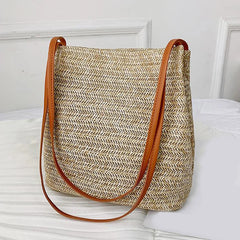 Vintage Woven Straw Shoulder Bag Beach Tote