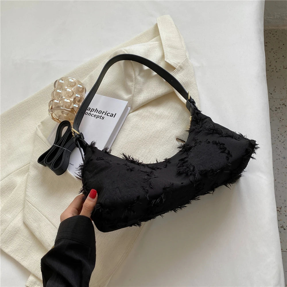 Fringed Canvas Shoulder Bags Large Capacity Crossbody Purse Handbags