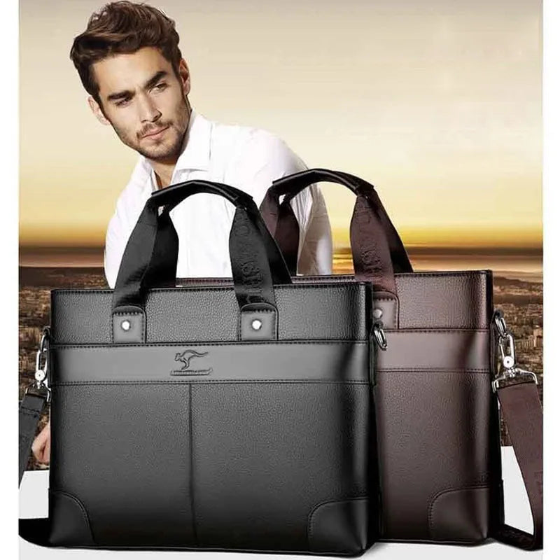 Men's Leather Laptop Briefcase Messenger Bags