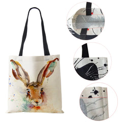 Butterfly Cat Print Tote Shoulder Bag Women Shopping Reusable Bags
