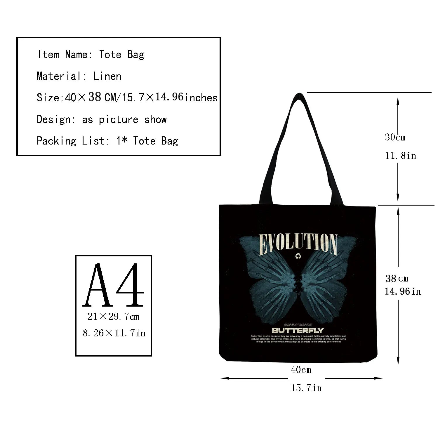 Butterfly Mushroom Ladies Tote Bag Outdoor Eco Friendly Casual Beach Bag