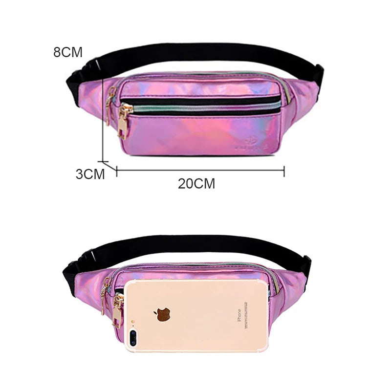 Holographic PVC Women Waist Bag Pack Purse Travel Fanny Pack