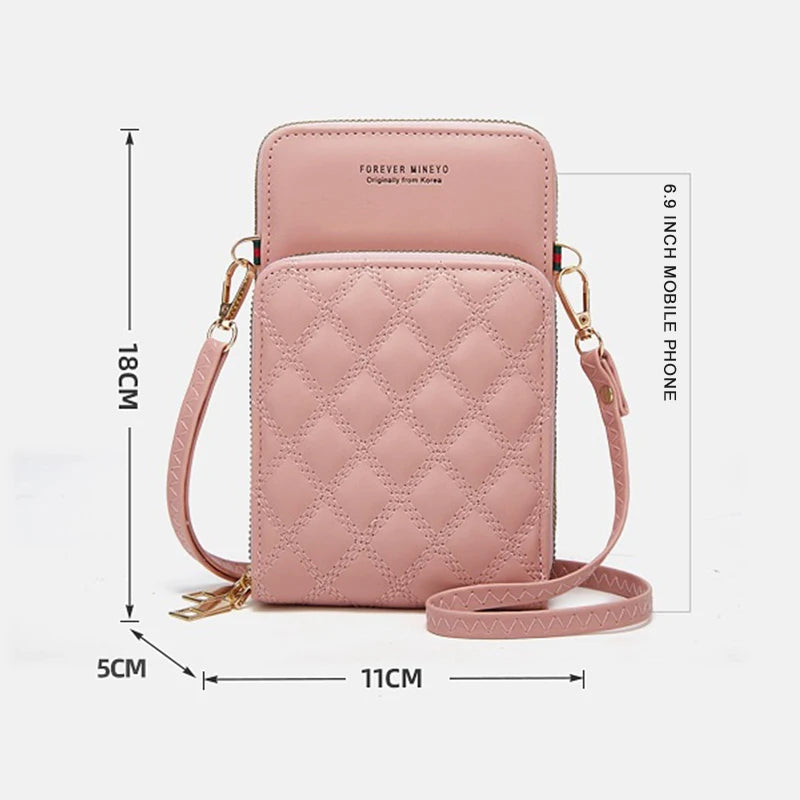 Diamond Lattice Cell Phone Purse Women Bag Wallet Crossbody Shoulder Bag