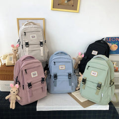 Nylon College Style Women Schoolbag Multilayer Travel Backpack